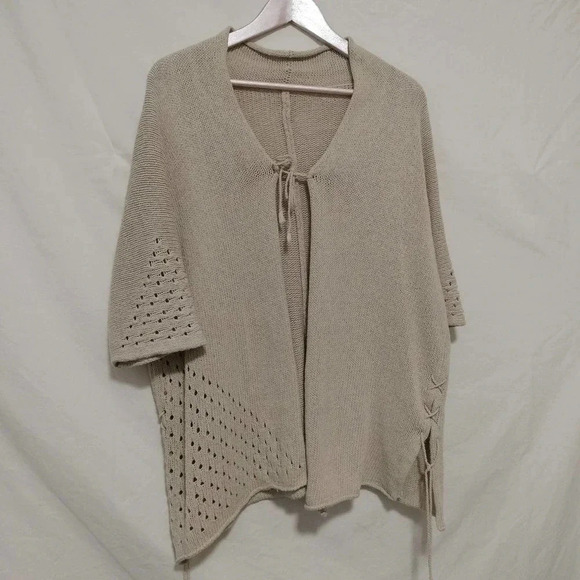 Unbranded Linen Blend 1/2 Sleeves Knit Cardigan  Tie  Side  Sz XL - Picture 2 of 9